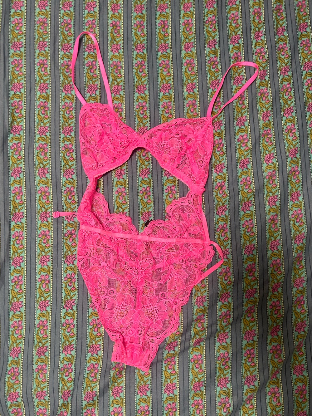 NWOT hot pink lace teddy lingerie Victoria’s Secret